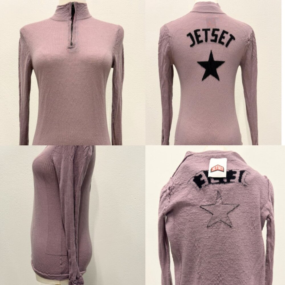 Jet Set Long-Sleeve Purple Half-Zip Sweater Size S